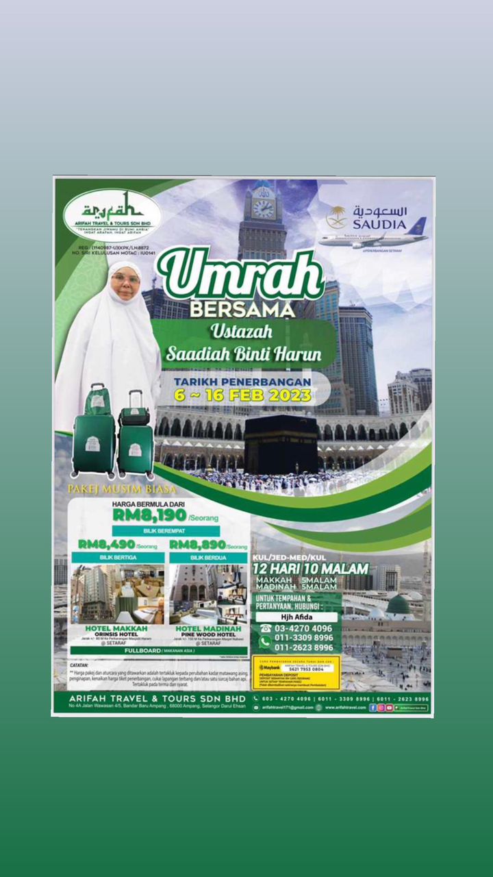 Arifah Travel & Tours Platform